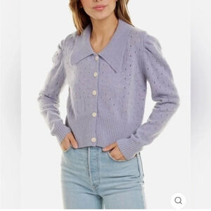 Destinaire Women’s Button Down Cardigan Sweater Lavender NWT Size Small